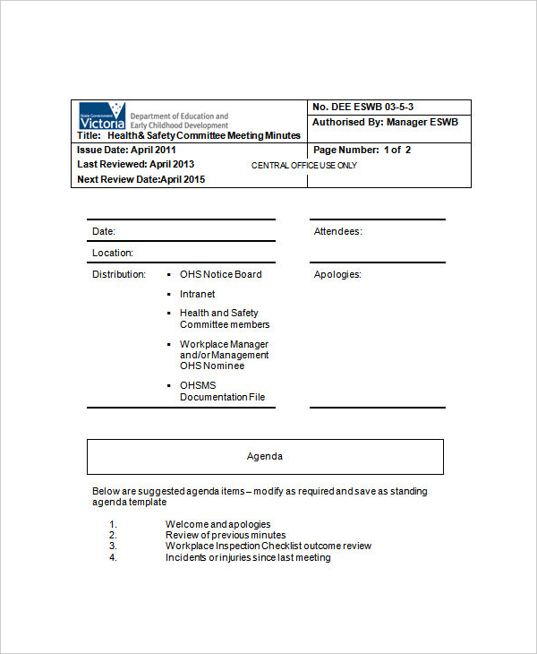 Meeting Minutes Templates 18  Free Printable Docs Xlsx PDF Formats