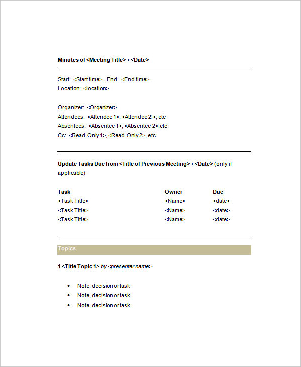 board meeting minutes sample template