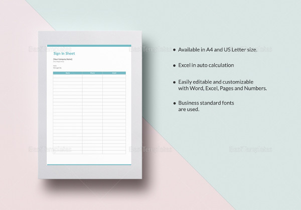 blank sign in sheet excel template