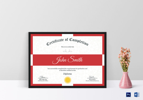 diploma completion certificate psd template