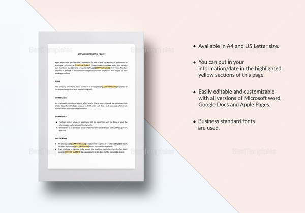 employee attendance policy template