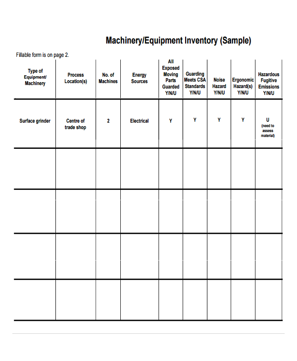 equipment inventory template1