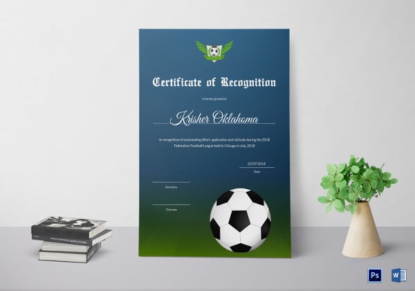 federation-football-league-recognition-certificate
