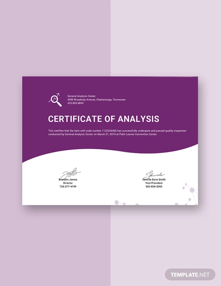 free certificate of analysis template