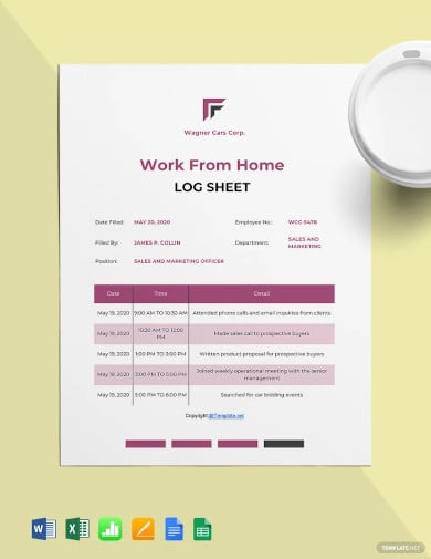 free simple work from home log template