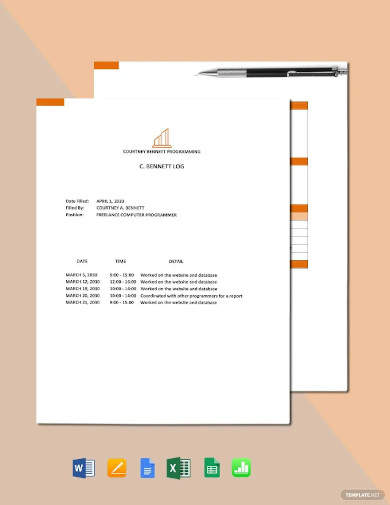 freelance work log template