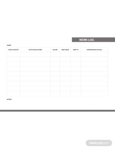 journal work log spreadsheet template