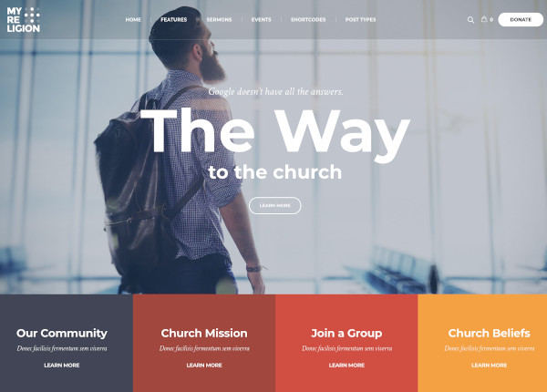 modern church donations website theme