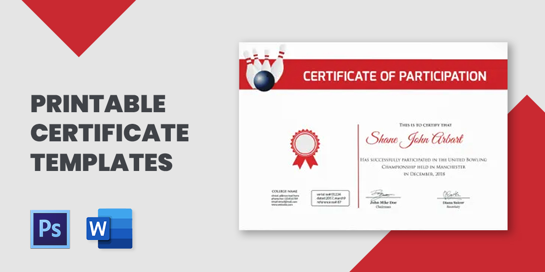printable certificate templates