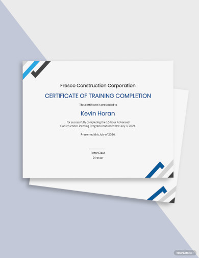 printable construction certificate template