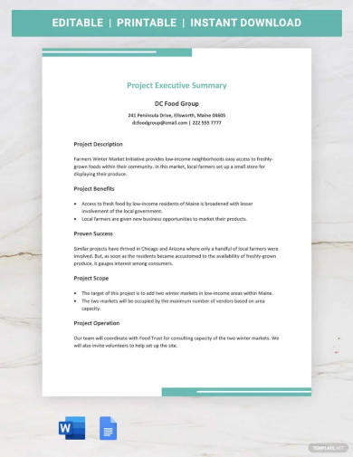 project executive summary template