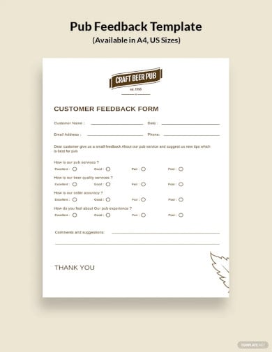 pub feedback form templates