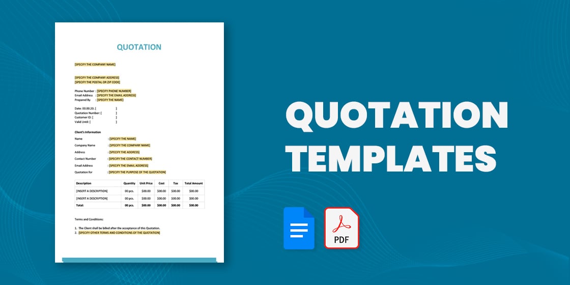 quotation templates – pdf doc excel