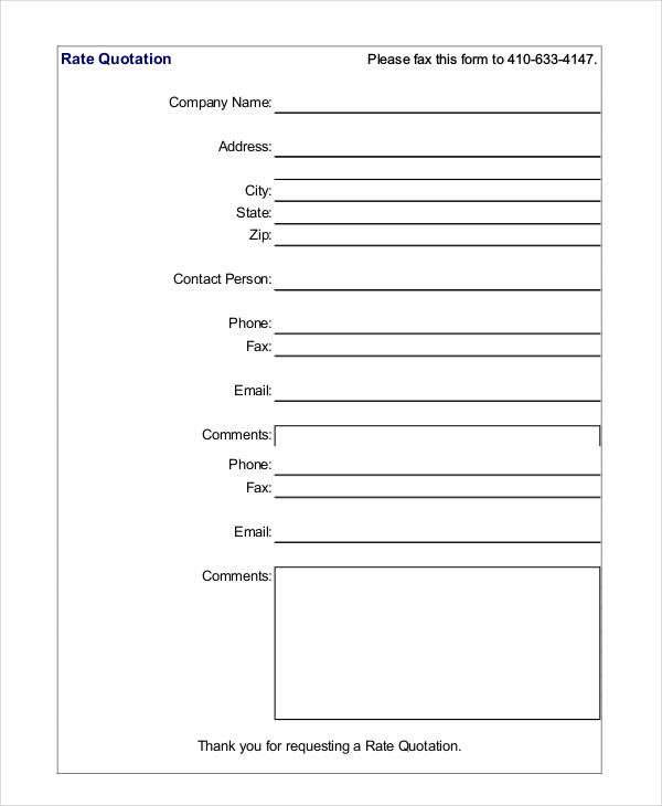 rate quotation format