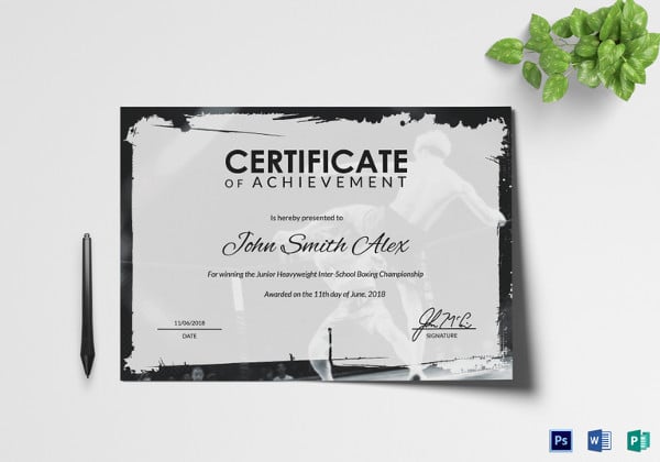 sample certificate of achievement template