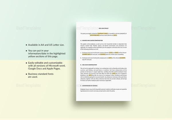 sick leave policy template