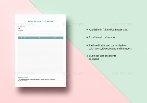 sign in sign out sheet template
