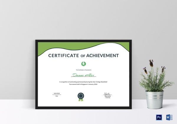 sportsmanship certificate of achievement template