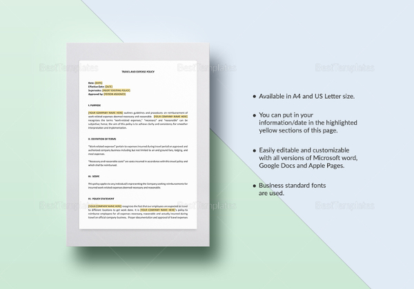 travel and expense policy template