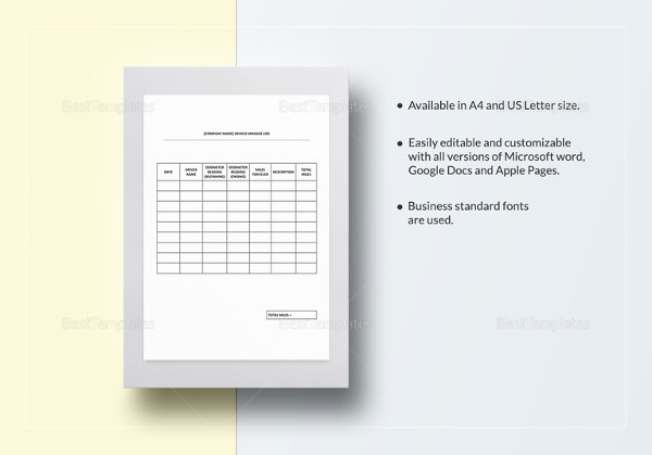 vehicle mileage log template