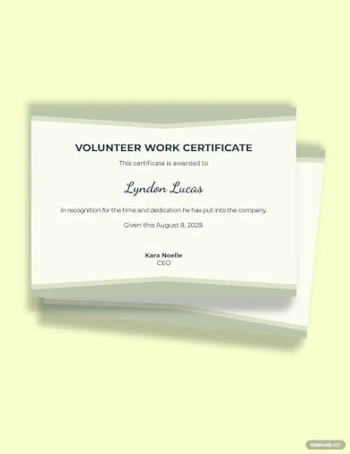 volunteer work certificate template