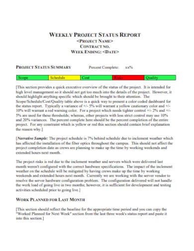 weekly status project overview template