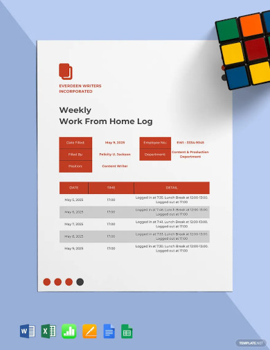 weekly work from home log template