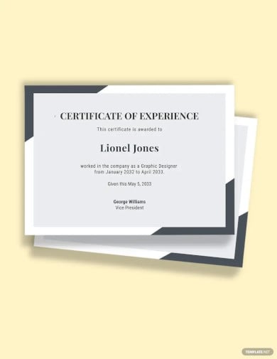 work experience certificate template