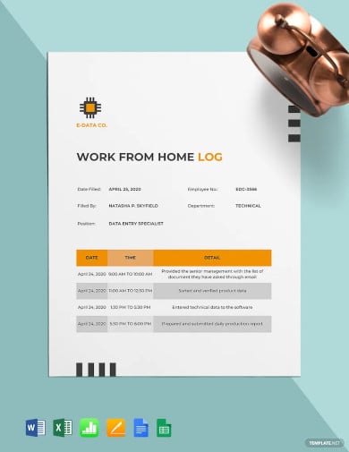 work from home log form template