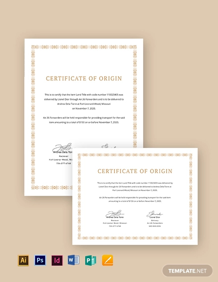 Certificate of Origin Template - 8+ Free Word, PDF Documents Download