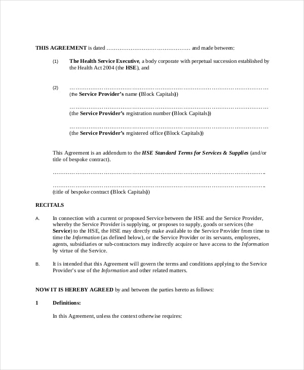 contractor confidentiality agreement for data service provider