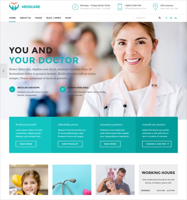 medical health website theme