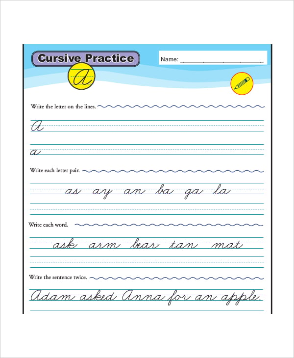 cursive writing practice template
