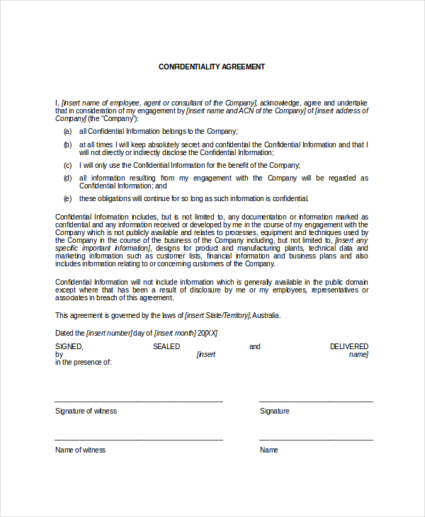 9  Data Confidentiality Agreements DOC PDF