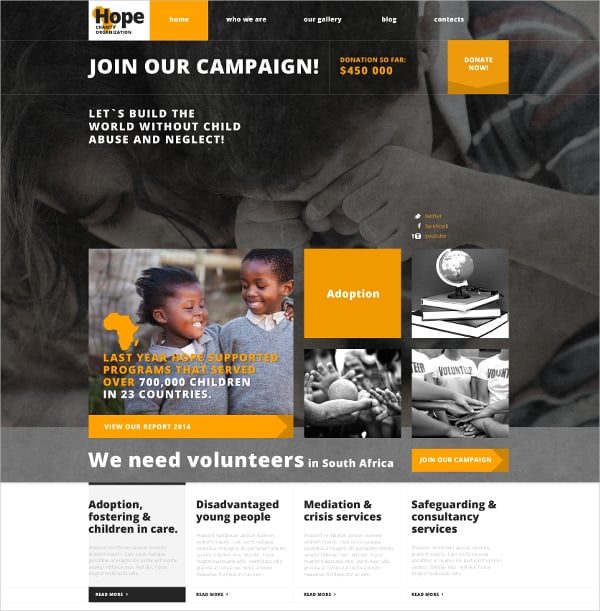 non profit charity responsive wordpress website theme