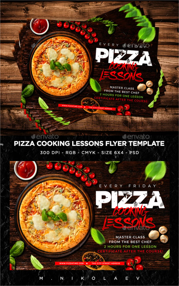 pizza cooking lessons flyer