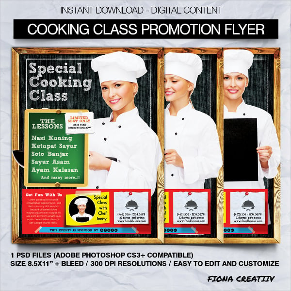 cooking class promotion flyer