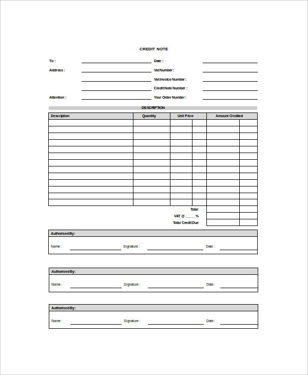 download credit note doc format template