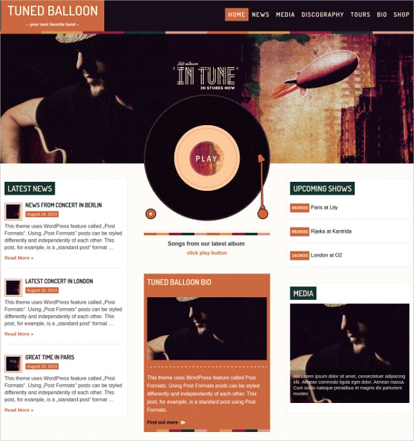 music player band wordpress website theme 60