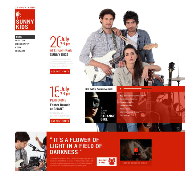 music band responsive website template