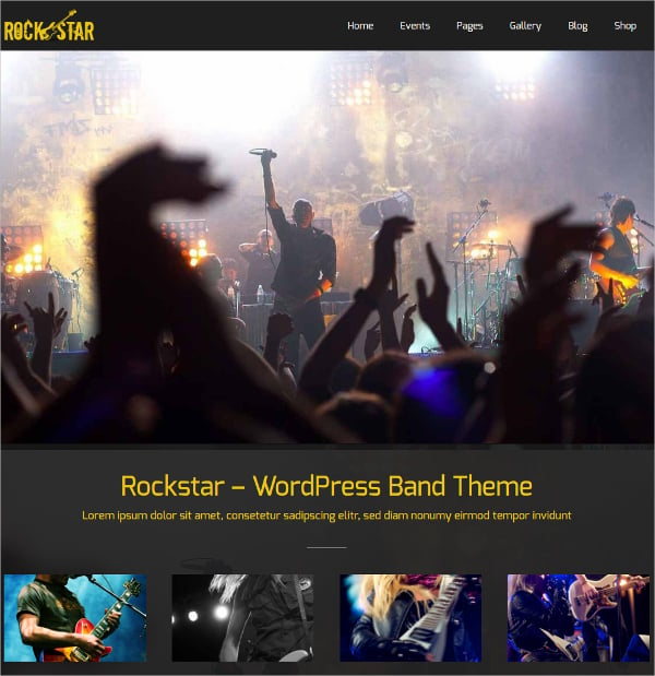rockstar music band wordpress website theme