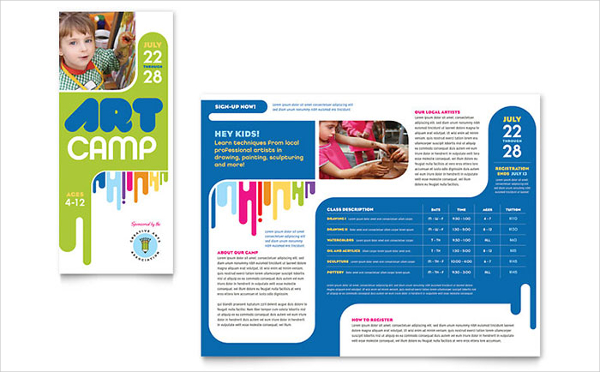 kids art summer camp brochure template
