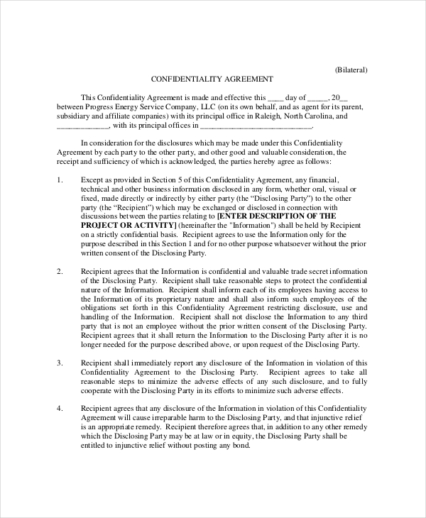 bilateral-generic-confidentiality-agreement