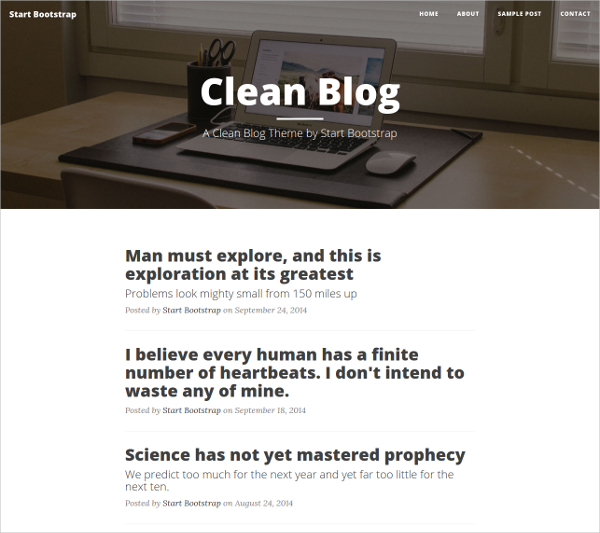 clean bootstrap blog website theme