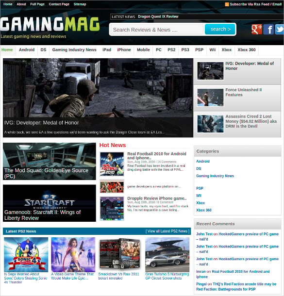 gaming news wordpress website theme