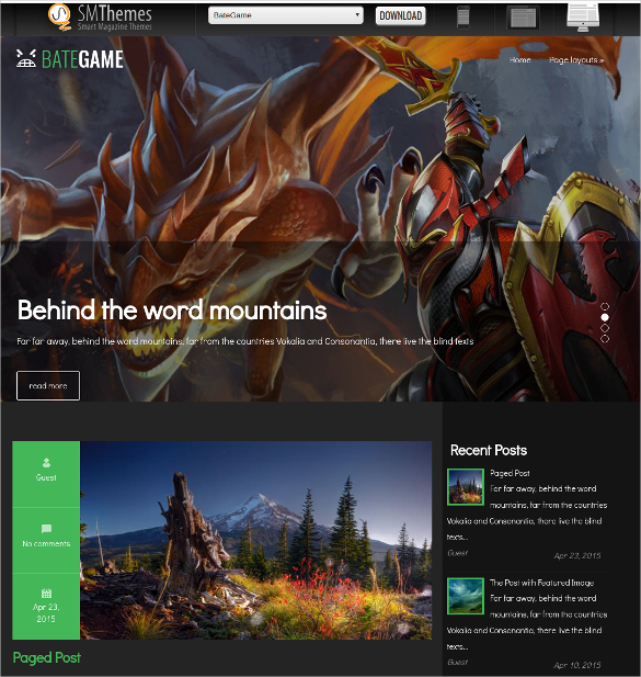 free gaming wordpress website theme