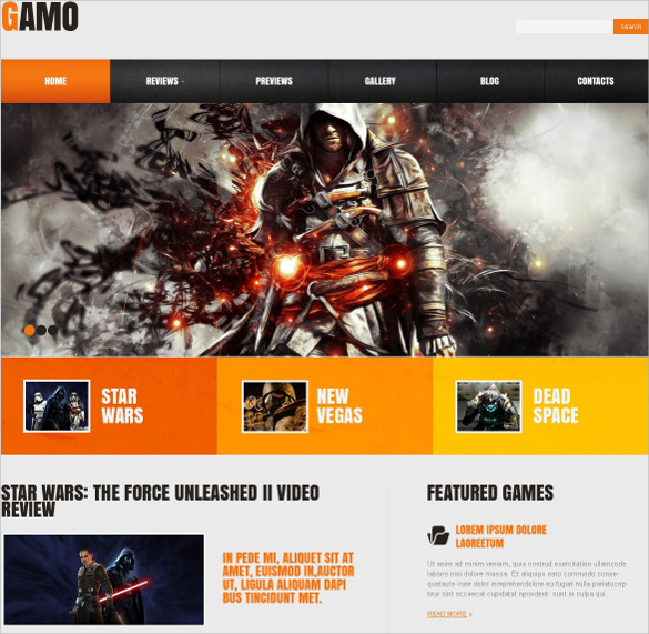 PC gaming news and reviews Website Template