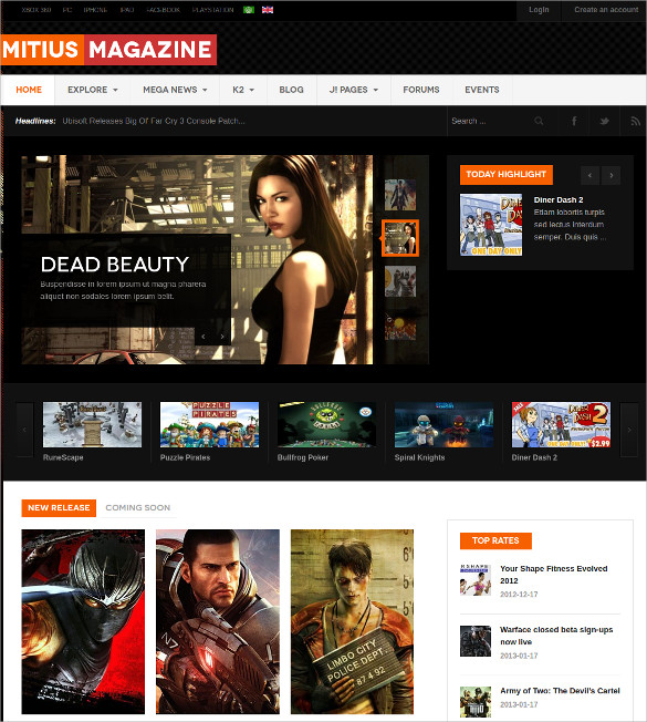 Amin - Free Gaming Magazine Website HTML Template - DesignHooks