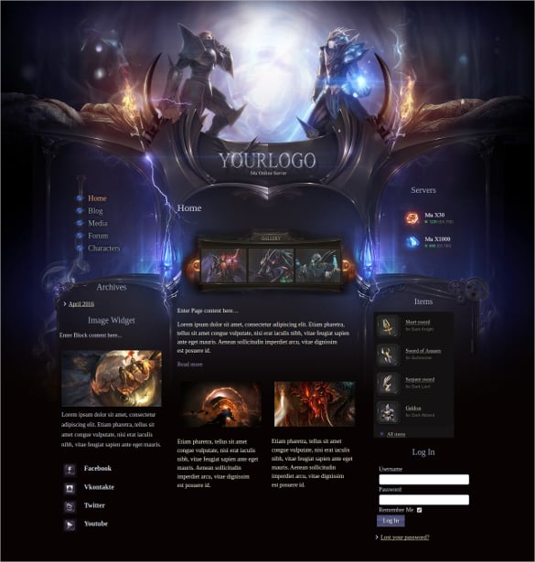 heroes online gaming joomla website template