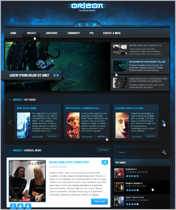 modern gaming website